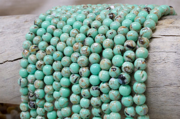 Reconstructed Manmade Turquoise & Shell 6mm Round - Dyed Turquoise - 2mm Large Hole